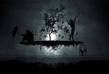 women trees silhouettes men birds 1920x1080 wallpaper Art HD Wallpaper